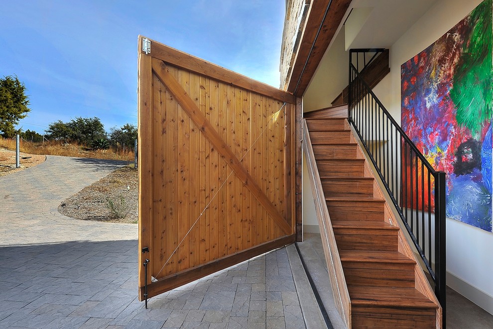 Modelo de escalera recta de estilo de casa de campo