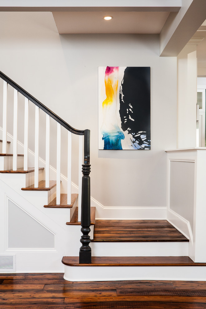 Inspiration for a timeless wooden staircase remodel in Atlanta with painted risers