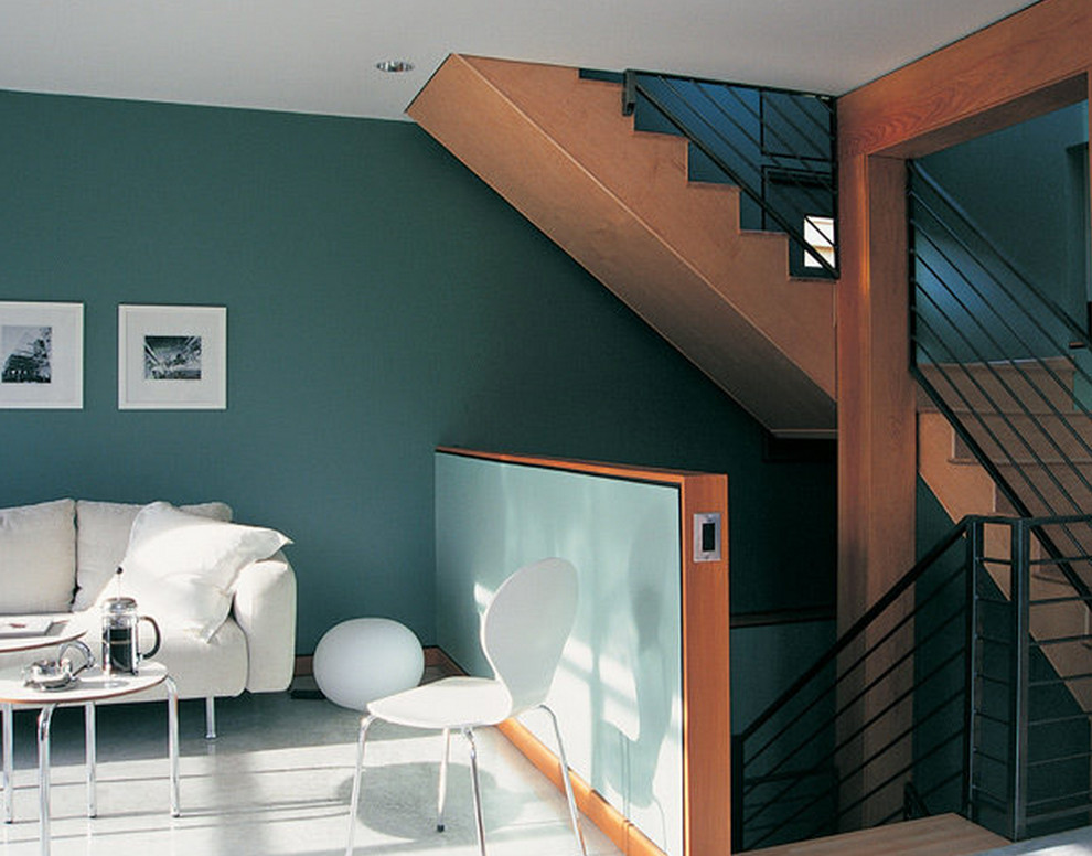 Inspiration for a large contemporary wood l-shaped staircase in Adelaide with wood risers.