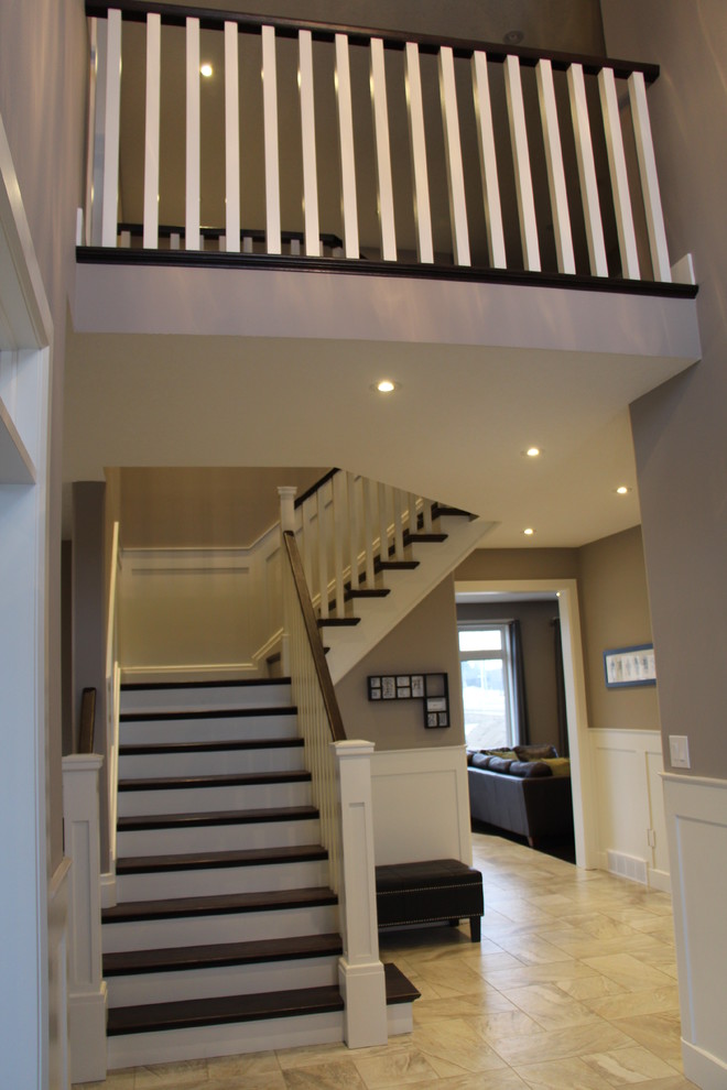 Inspiration for a transitional staircase remodel in Toronto