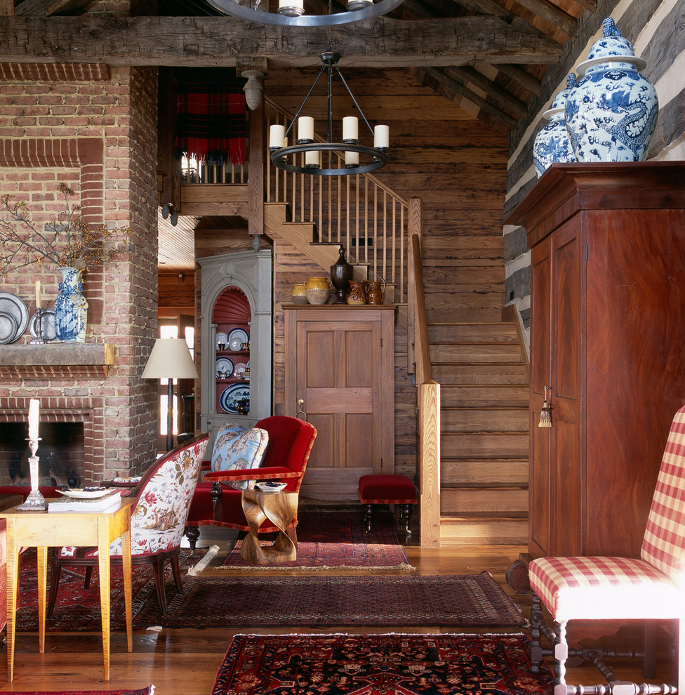 Источник вдохновения для домашнего уюта: деревянная лестница в стиле рустика с деревянными ступенями