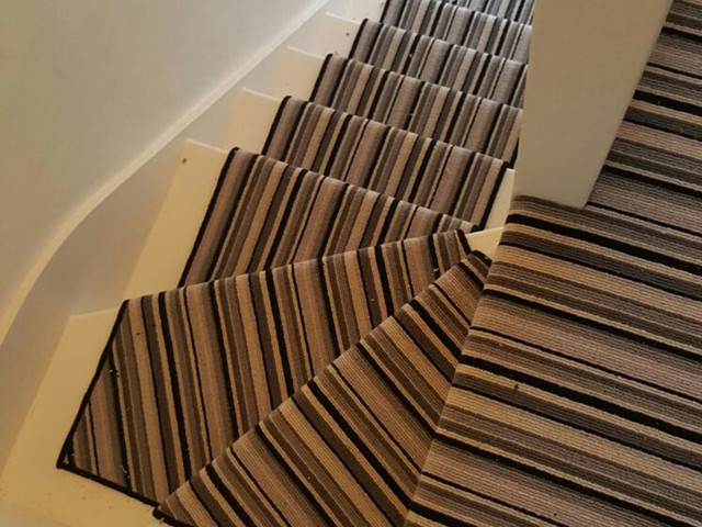 Installing Striped Carpet to Stairs - Transitional - Staircase - London -  by The Flooring Group Ltd | Houzz UK