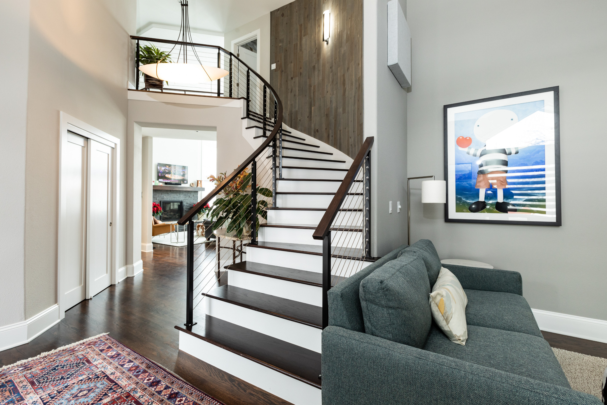 75 Cable Railing Curved Staircase Ideas You'll Love - November, 2022 | Houzz