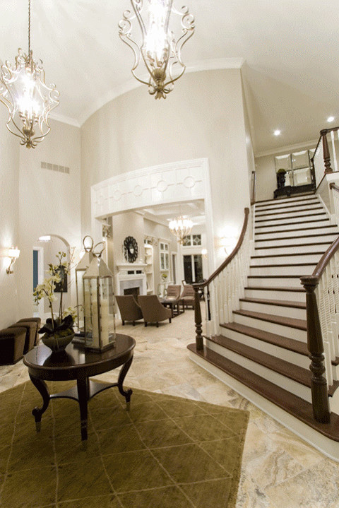 Example of a trendy staircase design in Indianapolis