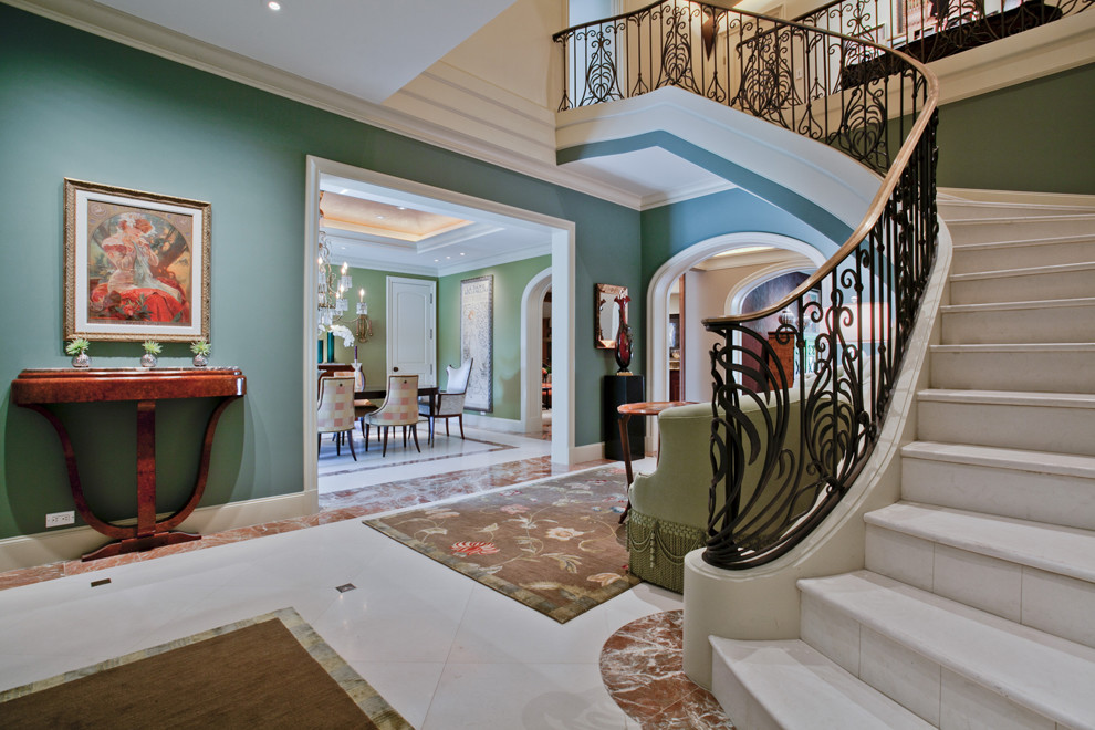Inspiration for a transitional staircase remodel in Dallas
