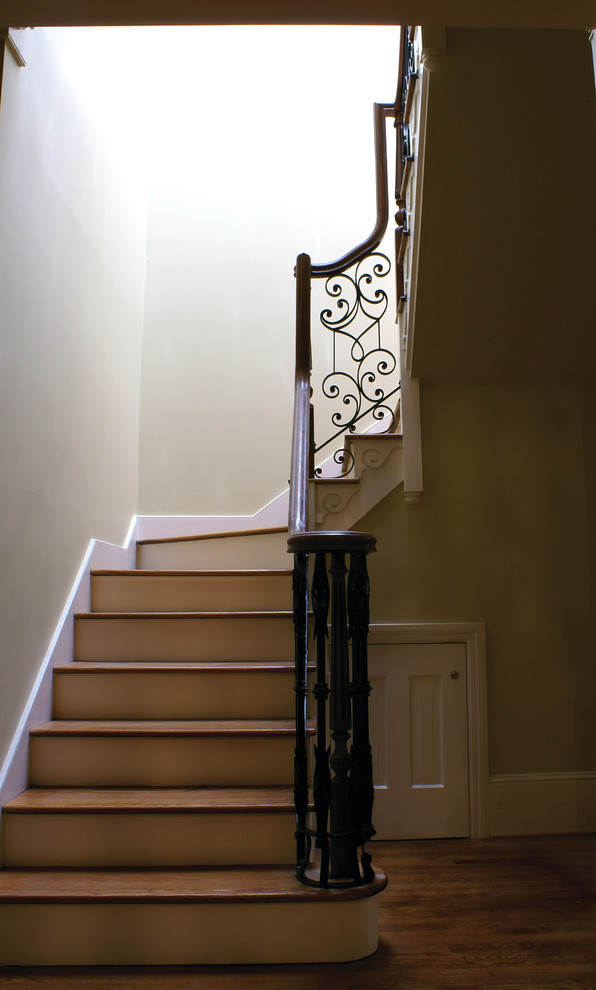 Inspiration for a transitional staircase remodel in Atlanta
