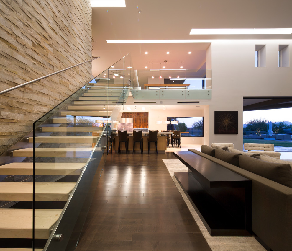 Inspiration for a mid-sized contemporary metal straight open and metal railing staircase remodel in Phoenix