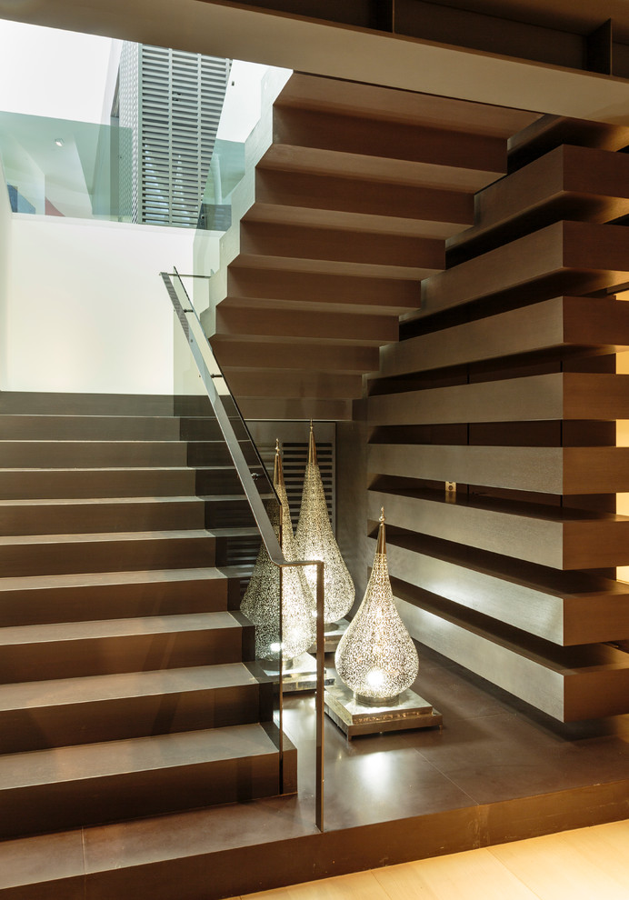 Идея дизайна: п-образная лестница в современном стиле