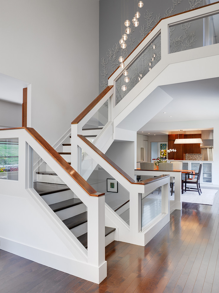 Example of a trendy staircase design in Dallas