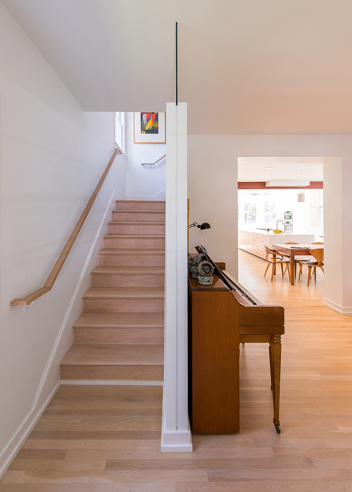 Staircase - contemporary wooden l-shaped wood railing staircase idea in DC Metro with wooden risers
