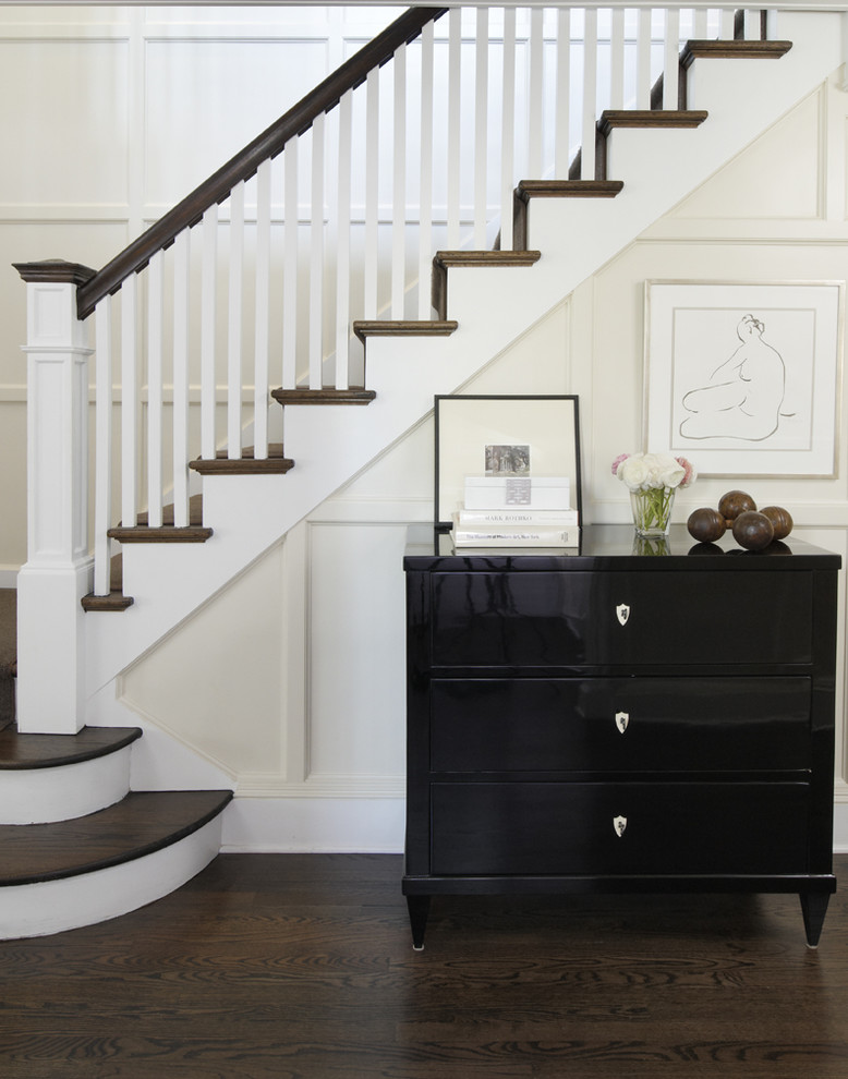 Inspiration for a classic wood staircase spindle in New York.