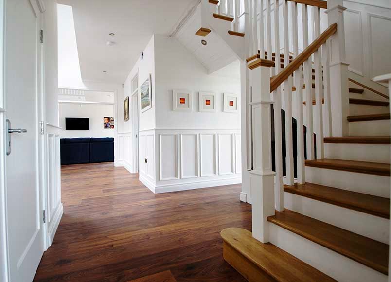 Large Open Plan Kitchen Extension Transitional Staircase Dublin