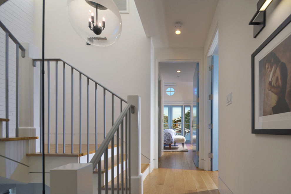 Example of a transitional staircase design in Orange County
