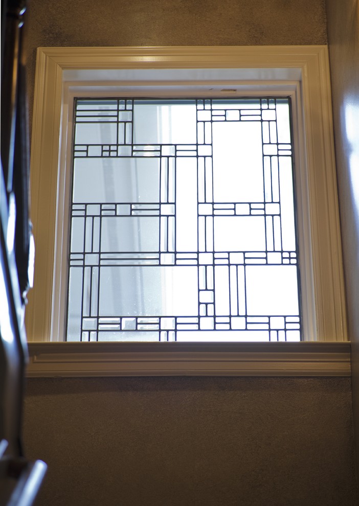 Leaded Glass Window Eclectic Staircase Houston by Collinas