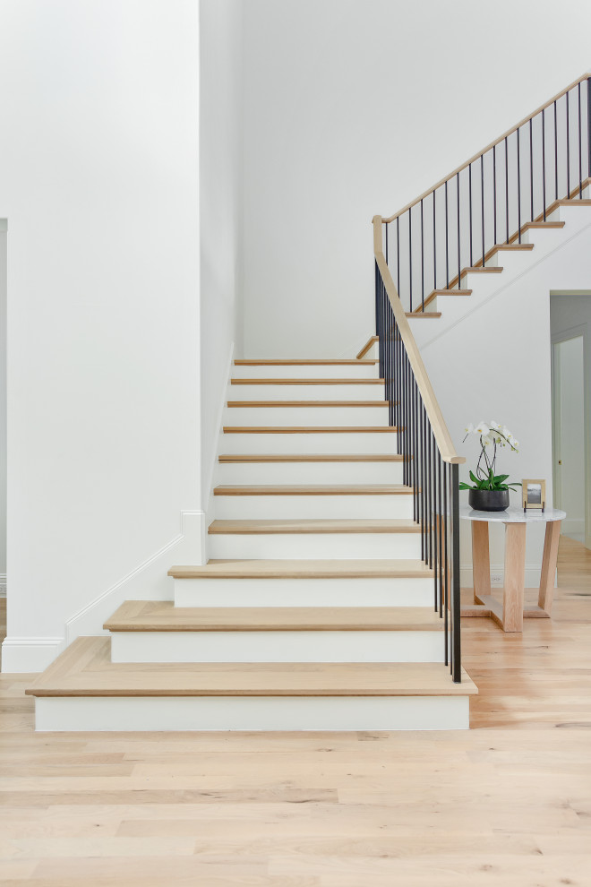 Inspiration for a coastal staircase remodel in Dallas