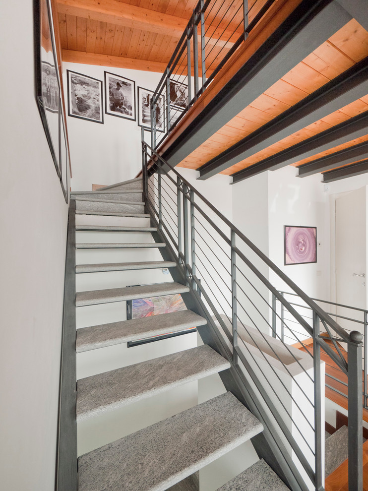 Staircase - mid-sized modern straight open staircase idea in Milan