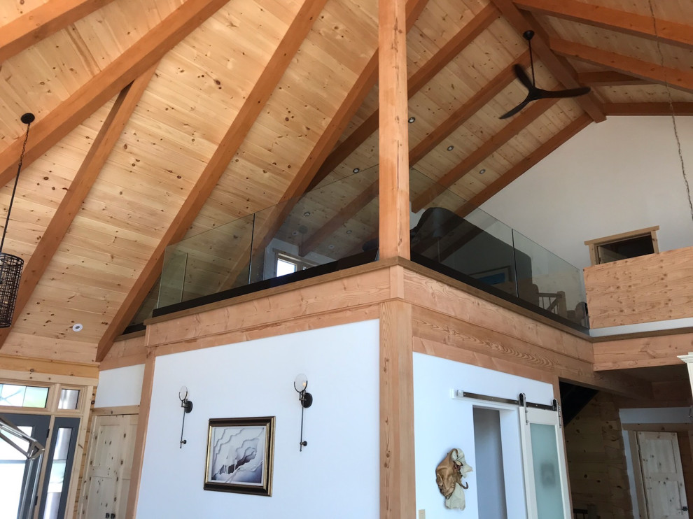 Loft with Glass panel railing Staircase Toronto by TFP Stairs and