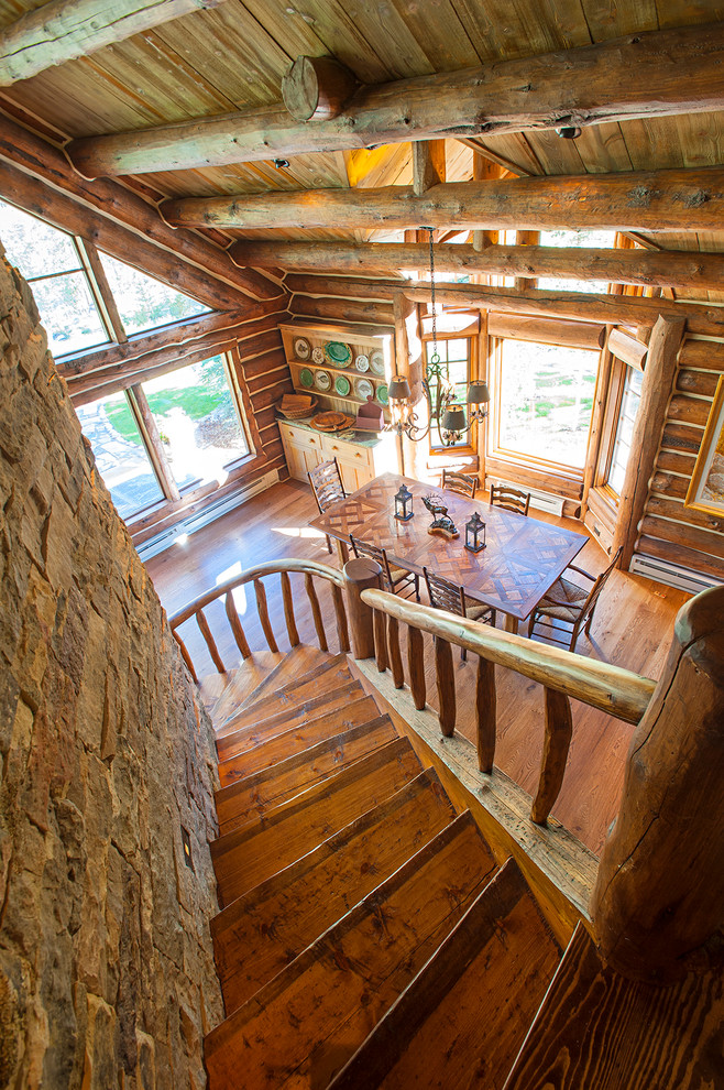  Log Home Remodel  Rustic Staircase Denver by Sunlit 