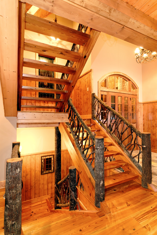 Inspiration for a rustic staircase in New York.