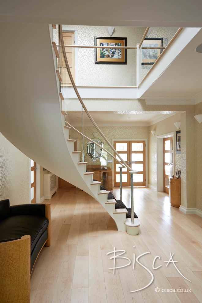 This is an example of a medium sized modern staircase in London.