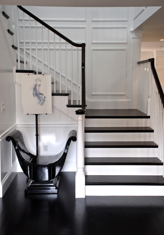 Example of a classic wooden staircase design in San Francisco