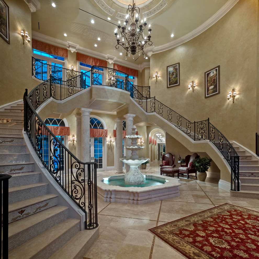Design ideas for a mediterranean curved staircase in Tampa.