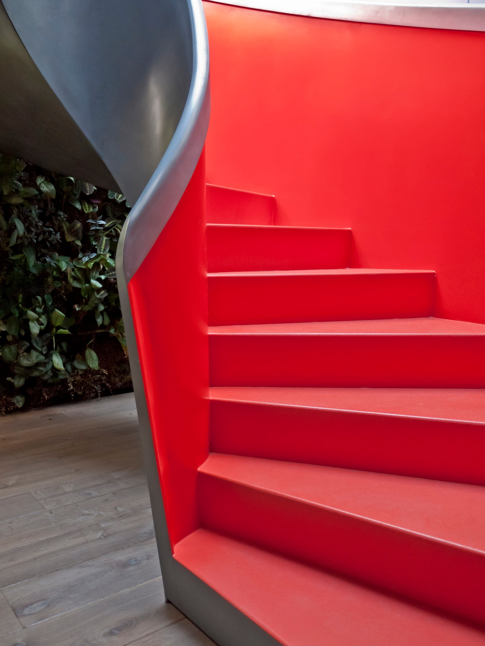 Amazing Bespoke Red Hot Perforated Steel Suspended Staircase by Diapo