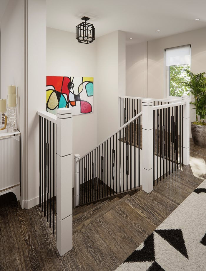 Design ideas for a retro metal railing staircase in Vancouver.