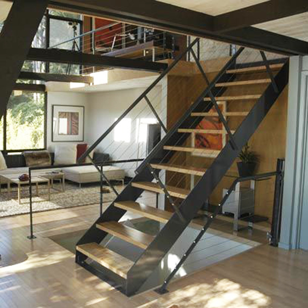 Inspiration for a modern straight open staircase remodel in San Francisco
