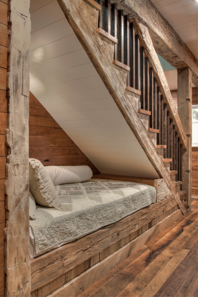 Inspiration for a rustic straight mixed railing staircase in Minneapolis.