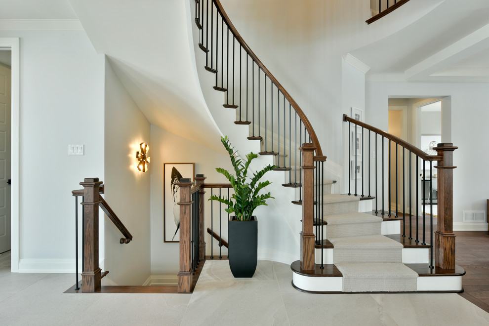 Inspiration for a transitional staircase remodel in Ottawa