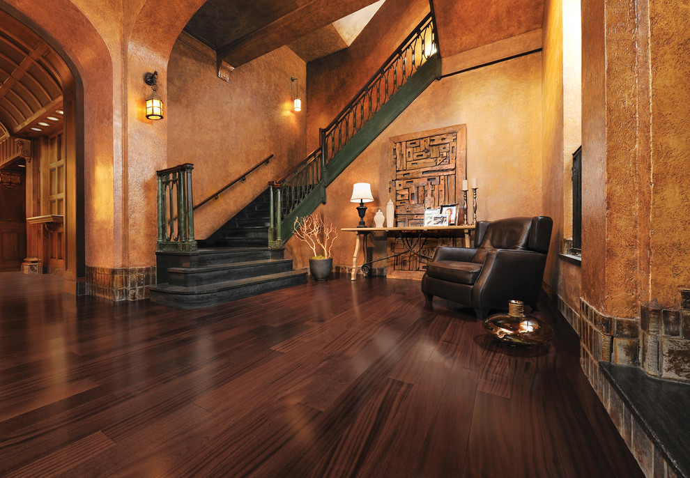 Inspiration for a large timeless wooden l-shaped staircase remodel in New York with wooden risers