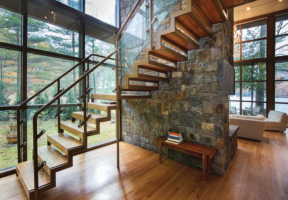 Modern Adirondack Retreat - Rustic - Staircase - Boston - By Phinney 