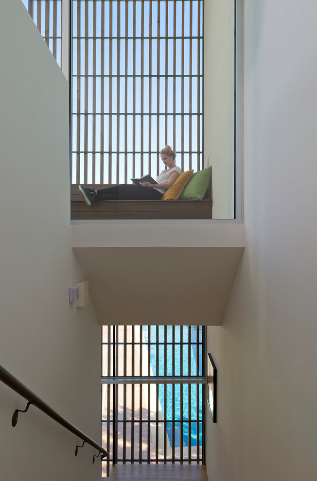 Inspiration for a modern straight staircase in Austin.