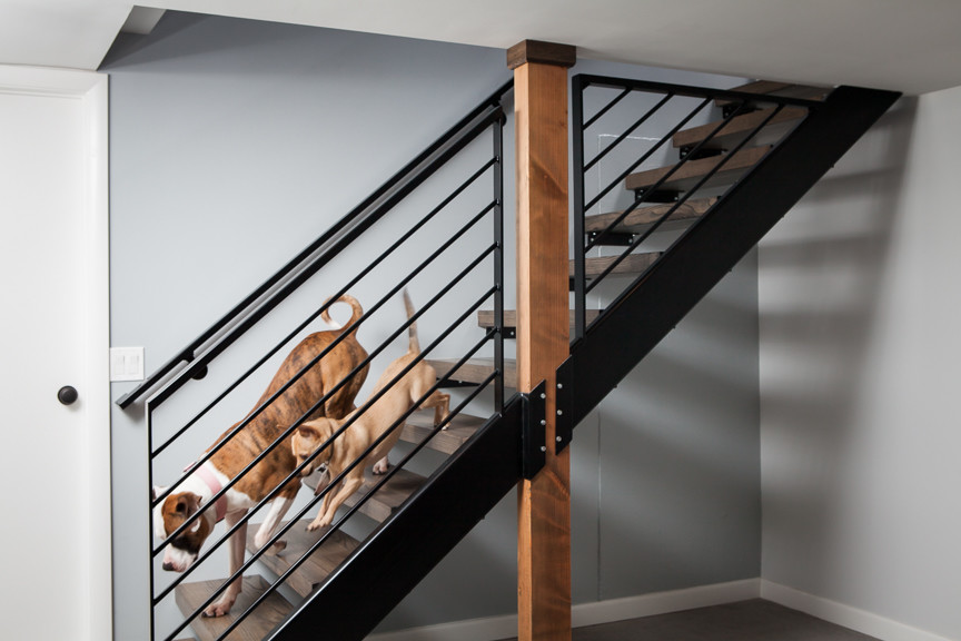 Idées déco pour un escalier sans contremarche flottant moderne de taille moyenne avec des marches en bois.