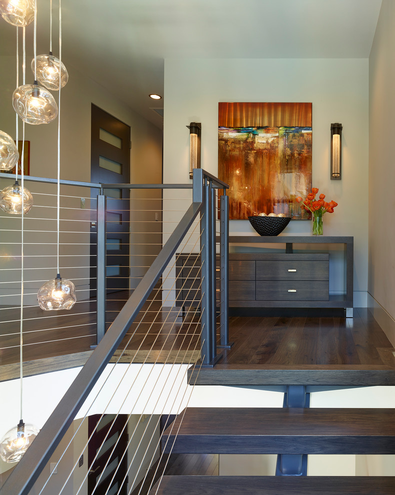 Staircase - mid-sized contemporary wooden floating open staircase idea in San Francisco