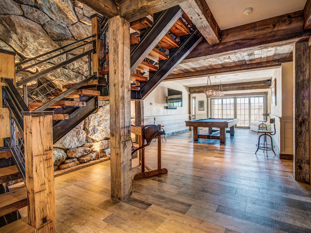 Inspiration for a rustic staircase in Boston.