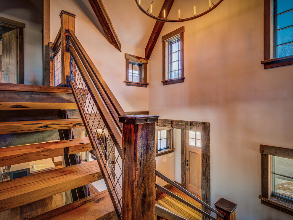Inspiration for a rustic staircase in Boston.