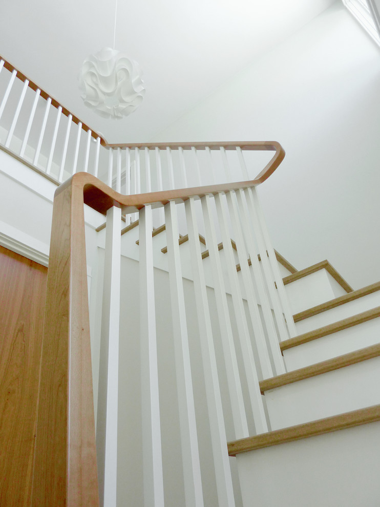 Inspiration for a transitional staircase remodel in Boston