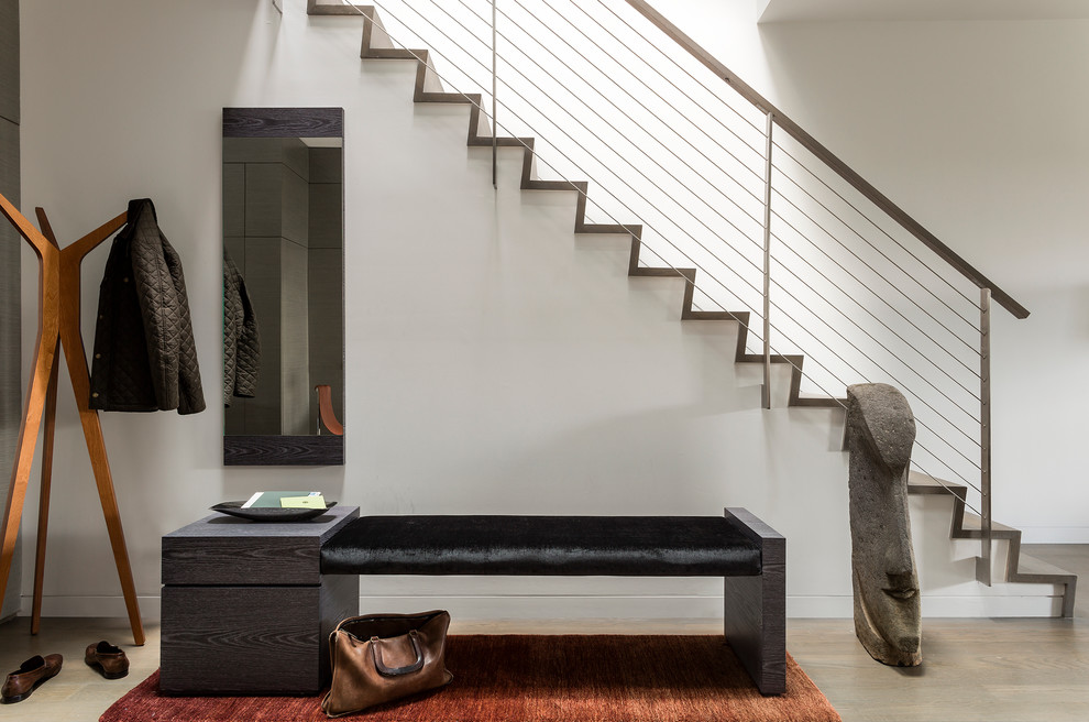 This is an example of a traditional straight staircase in Boston.