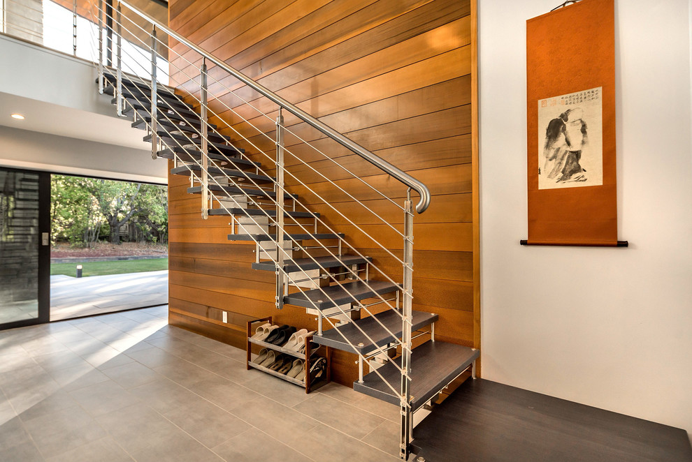 This is an example of a large contemporary floating wire cable railing staircase in San Francisco.