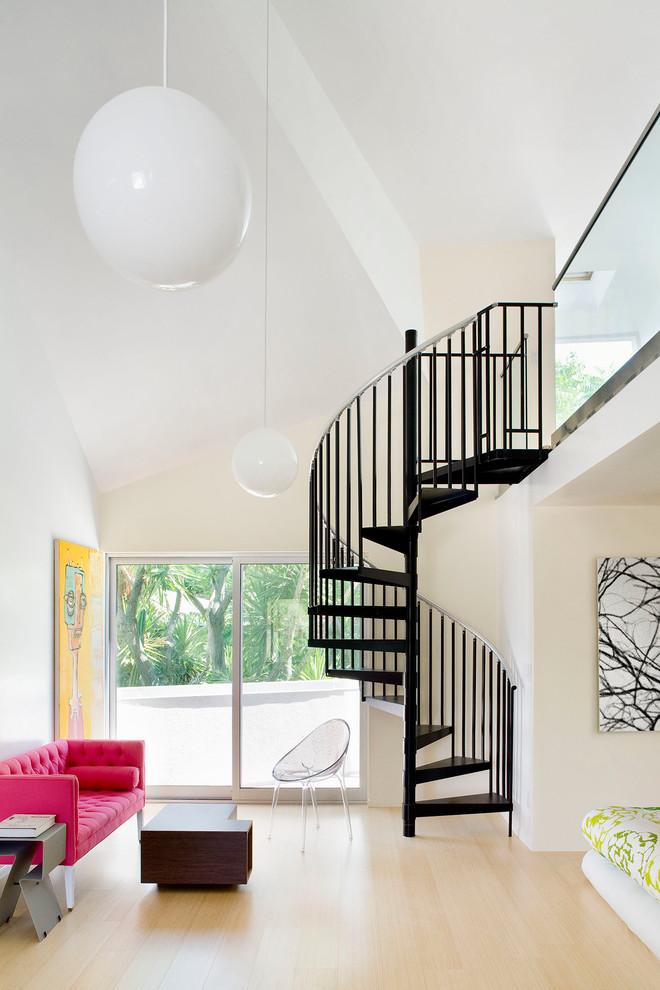 This is an example of a contemporary spiral staircase in Los Angeles.