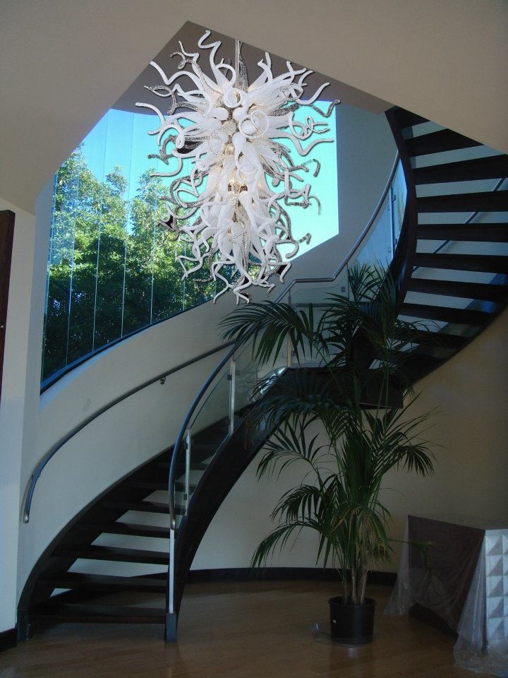 modern chandeliers for stairs