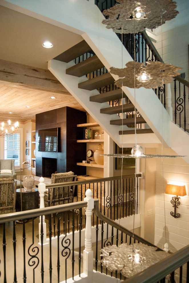 Inspiration for a rustic staircase remodel in Charleston