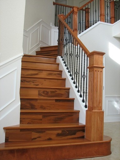 new wood staircase,was carpet - Tropical - Staircase - Other - by  sronceconstruction,618-614-8566, | Houzz