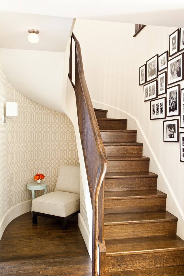 Photo of a traditional staircase in New York with feature lighting.