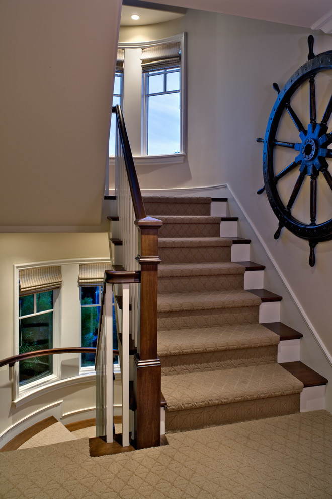 Inspiration for a nautical staircase in Orange County.