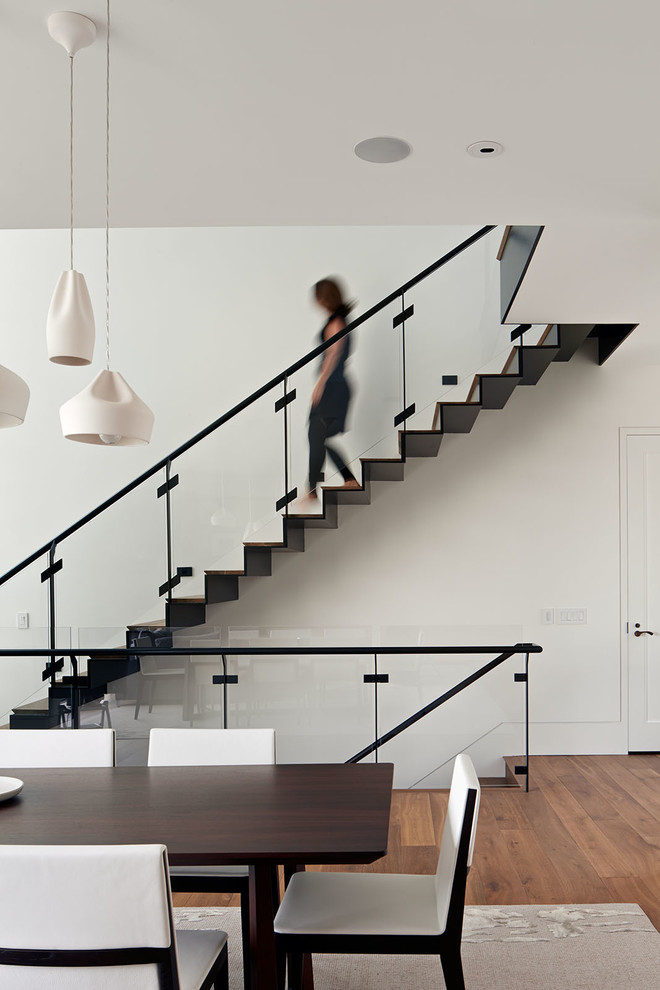 Inspiration for a contemporary straight staircase in San Francisco.