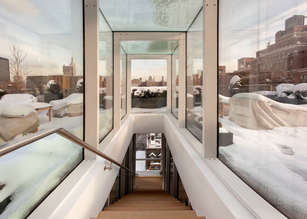 Gerade Moderne Holztreppe in New York