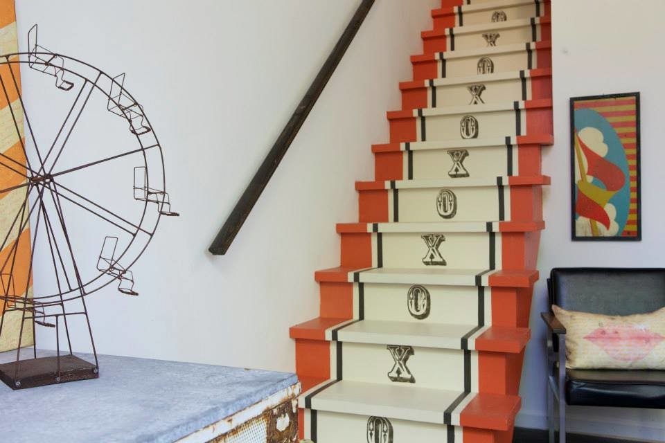 This is an example of an eclectic staircase in San Francisco.
